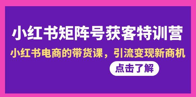 小红书矩阵号获客特训营，小红书电商的带货课，引流变现新商机