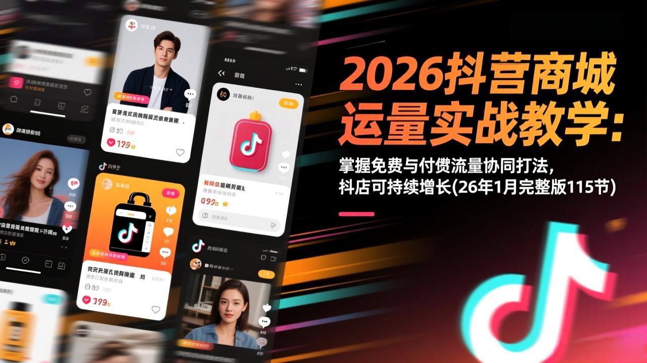 2026抖音商城运营实战教学：掌握免费与付费流量协同打法，抖店可持续增长(26年1月完整版115节)