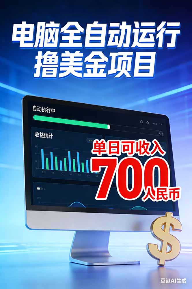 2026年电脑全自动赚美金项目，单电脑日收益700+