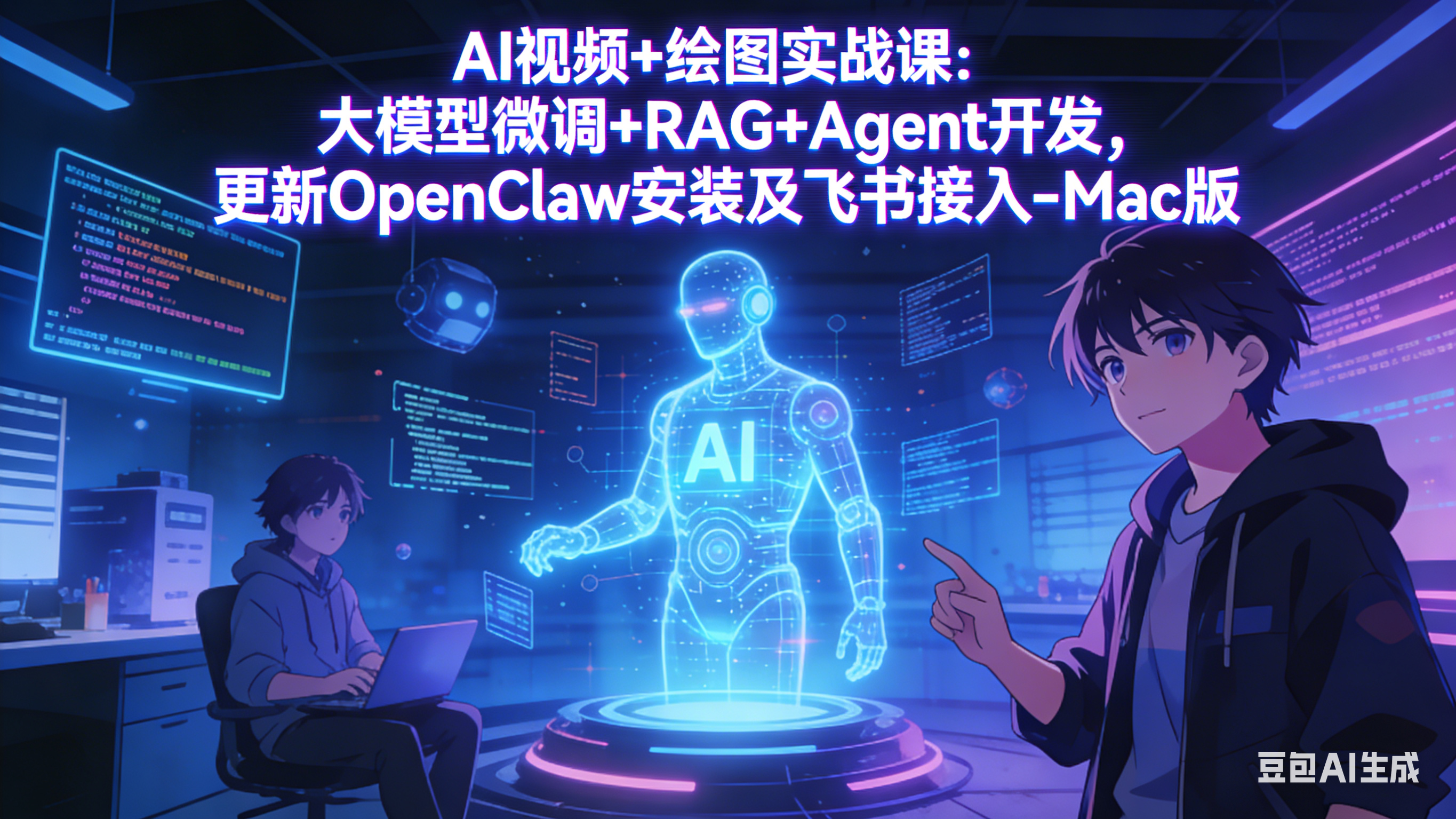 AI视频+绘图实战课：大模型微调+RAG+Agent开发，更新OpenClaw安装及飞书接入-Mac版