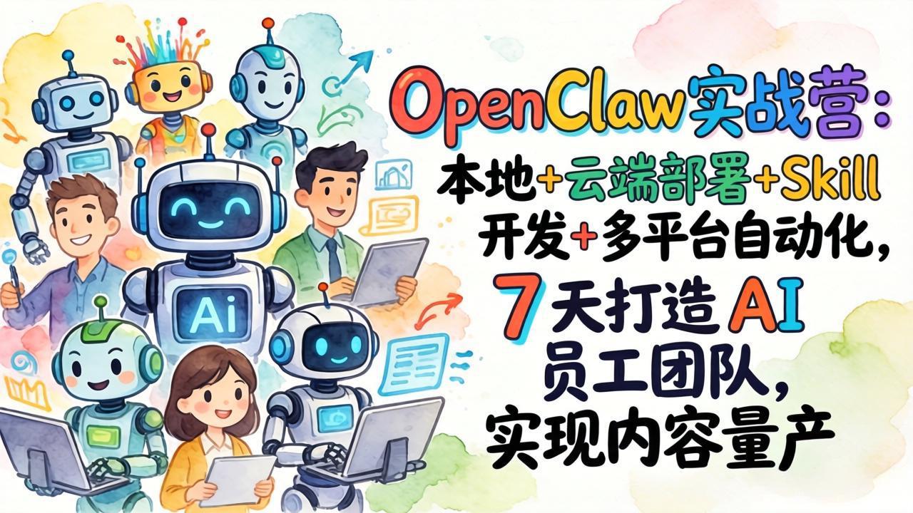 OpenClaw实战营-更新：本地+云端部署+Skill开发+多平台自动化，7天打造AI员工团队+实现内容量产